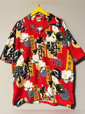 Third rail USA vacation Japanese Geisha Button Up Shirt large